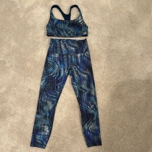 Blue Patterned Leggings and Top Set